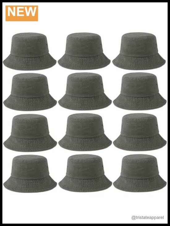 12 Pack Vintage Washed Cotton Bucket Hats for Women Men Unisex